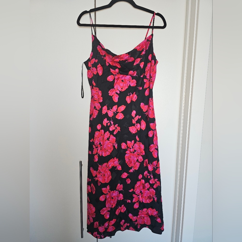Milly Floral Slip Dress Sz. 6 in Pink and Black